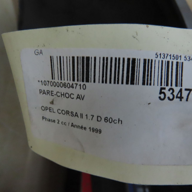 Pare-choc avant occasion OPEL CORSA II Phase 2 04-1997->10-2000 1.7 D 60ch 9199063 7