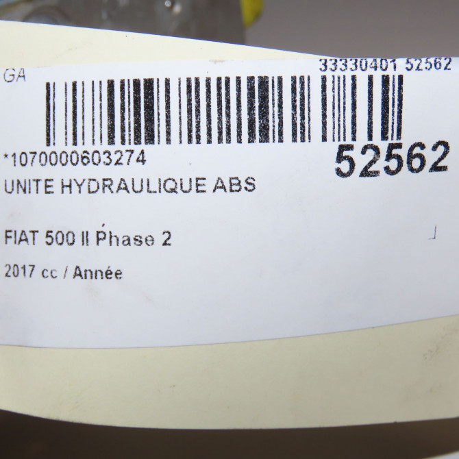 Unité hydraulique ABS occasion FIAT 500 II Phase 1 04-1995->04-1999 1.4i 165ch 71778449 7