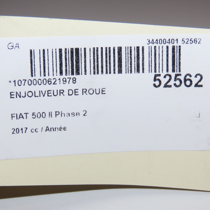 Enjoliveur de roue occasion FIAT 500 II Phase 1 04-1995->04-1999 1.4i 165ch 2