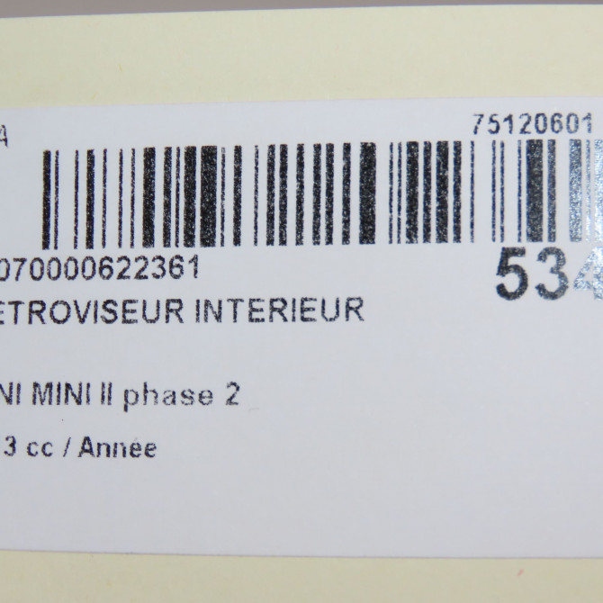 Retroviseur interieur occasion MINI MINI II phase 2 08-2010->... 51169302886 5
