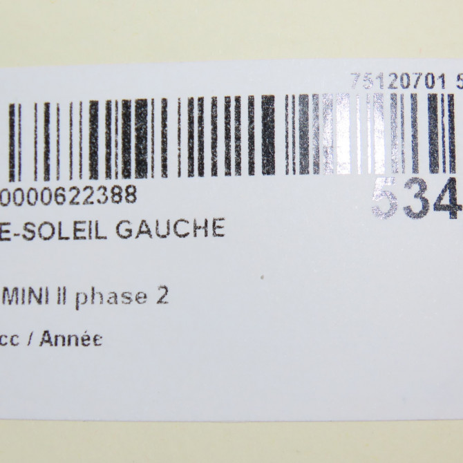 Pare-soleil gauche occasion MINI MINI II phase 2 08-2010->... 51169812835 6