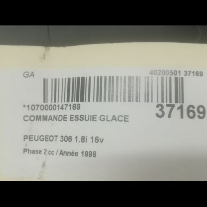 Commande essuie glace occasion PEUGEOT 306 Phase 2 04-1997->03-2002 1.8i 16v 6239J8 3