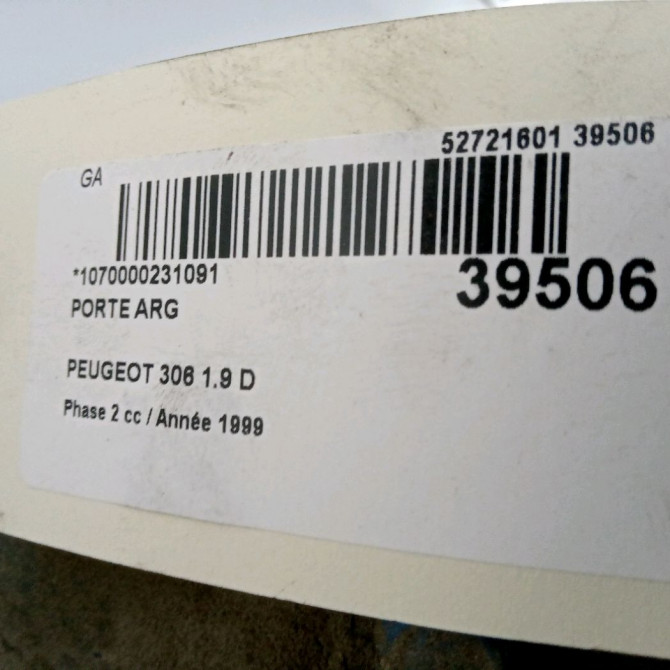 Porte arrière gauche occasion PEUGEOT 306 Phase 2 04-1997->03-2002 1.9 D 900693 3