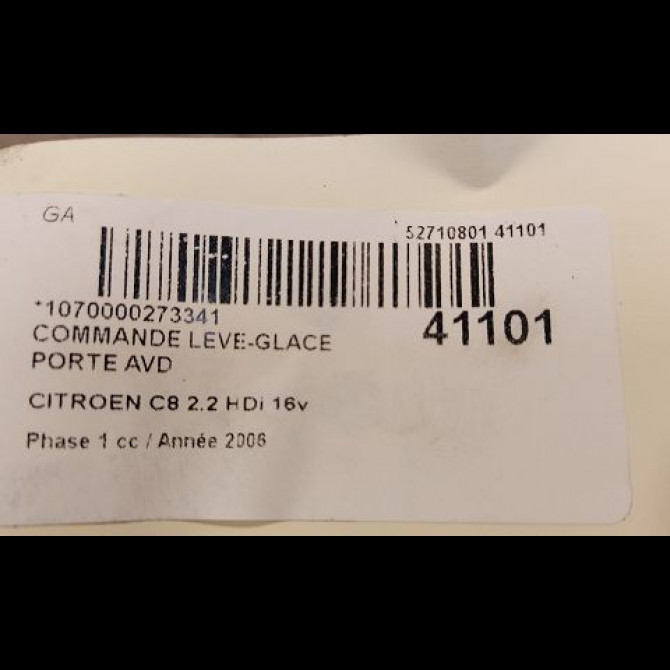 Commande lève-glace porte avant droite occasion CITROEN C8 Phase 1 06-2002->... 2.2 HDi 16v 130ch 6554SA 3