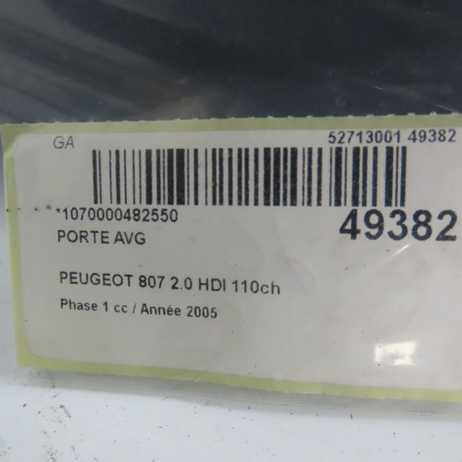 Porte avant gauche occasion PEUGEOT 807 Phase 1 06-2002->12-2014 2.0 HDI 110ch 9002X1 6