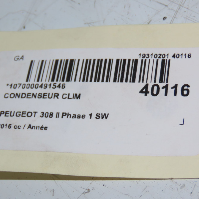 Condenseur clim occasion PEUGEOT 308 II Phase 1 SW 02-2014->08-2017 9816746580 3