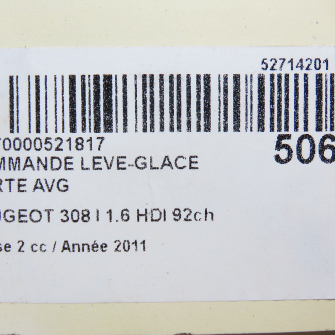 Commande lève-glace porte avant gauche occasion PEUGEOT 308 I Phase 2 04-2011->12-2014 1.6 HDI 92ch 6