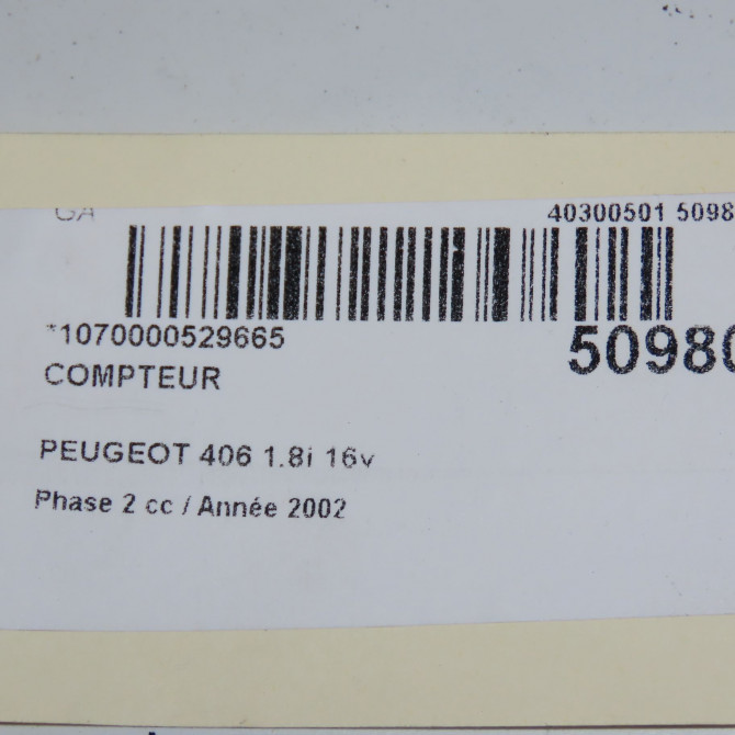 Compteur occasion PEUGEOT 406 Phase 2 04-1999->04-2004 1.8i 16v 6104YA 5