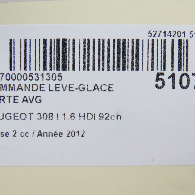 Commande lève-glace porte avant gauche occasion PEUGEOT 308 I Phase 2 04-2011->12-2014 1.6 HDI 92ch 6