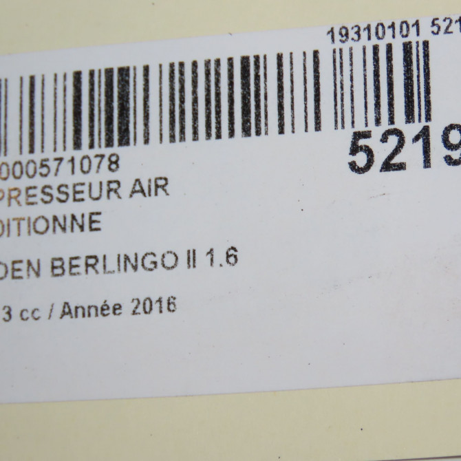 Compresseur air conditionne occasion CITROEN BERLINGO II Phase 3 04-2015->... 1.6 BlueHDI 100ch 9819714980 8