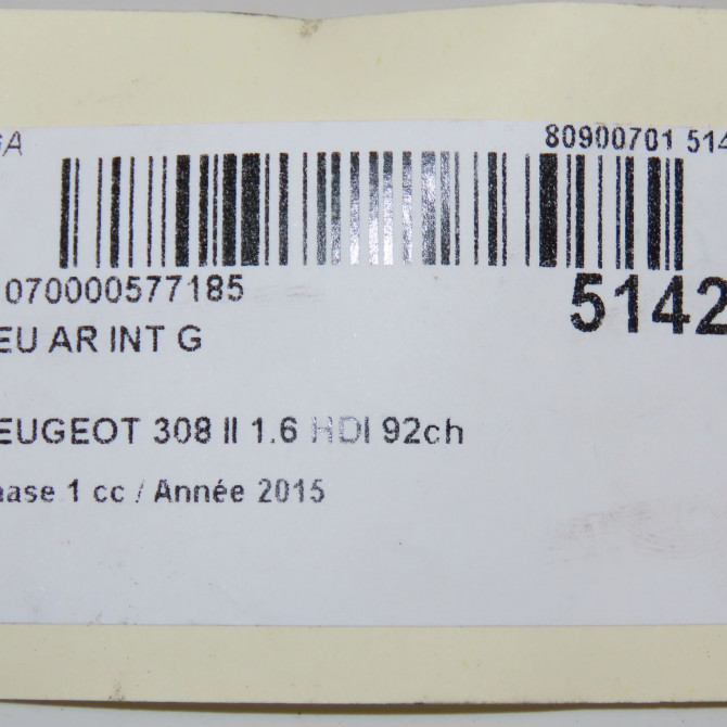 Feu arrière interieur gauche occasion PEUGEOT 308 II 308 II Phase 1 2013-06-01->2017-08-31 1.6 HDI 92ch 9677818380 6