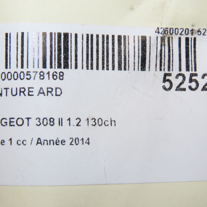 Ceinture arrière droite occasion PEUGEOT 308 II 308 II Phase 1 2013-06-01->2017-08-31 1.2 130ch 16115841XX 5