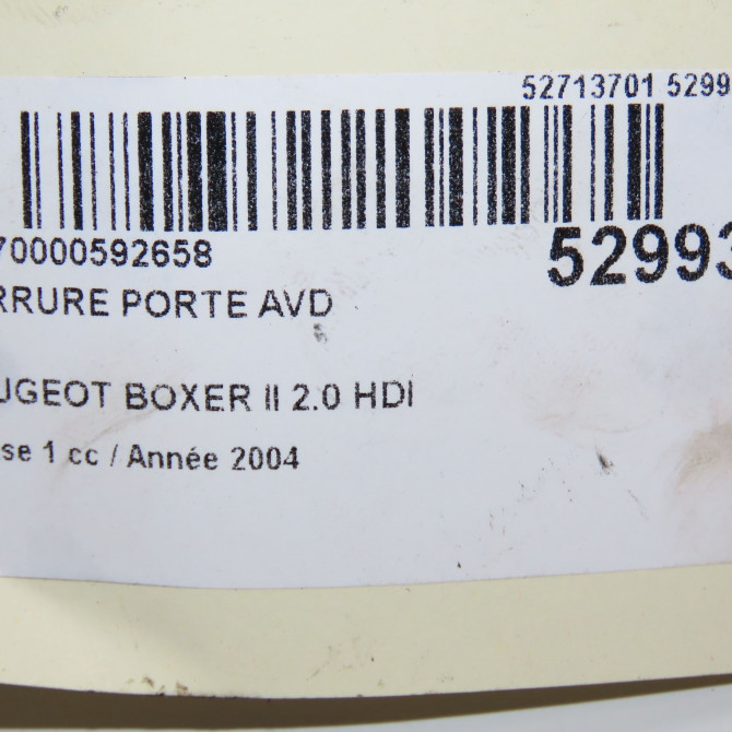 Serrure porte avd occasion PEUGEOT BOXER II Phase 1 02-2002->06-2006 2.0 HDI 85ch 9136P4 5