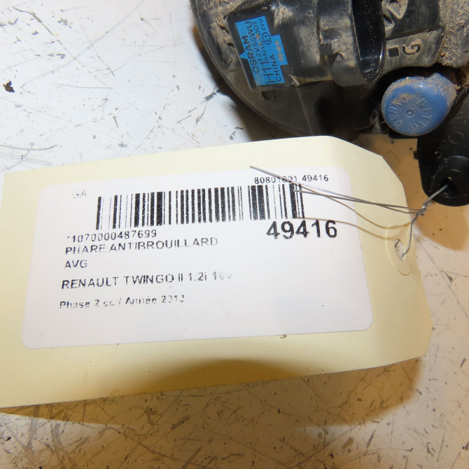 Phare antibrouillard avant gauche occasion RENAULT TWINGO II Phase 2 12-2011->12-2014 1.2i 16v 75ch 261558092R 5