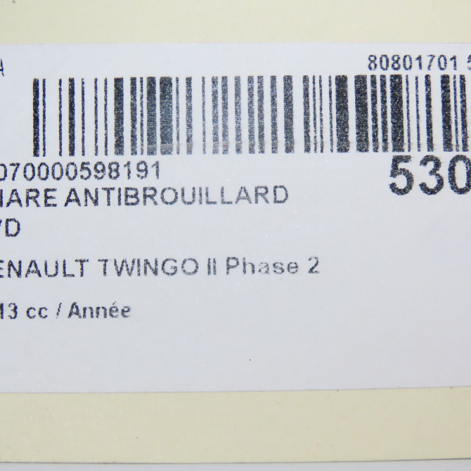 Phare antibrouillard avant droit occasion RENAULT TWINGO II Phase 2 12-2011->12-2014 261509865R 6