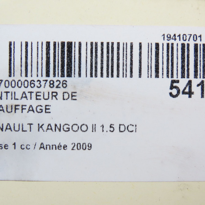 Ventilateur de chauffage occasion RENAULT KANGOO II Phase 1 01-2008->03-2013 1.5 DCI 85ch 7701068992 6