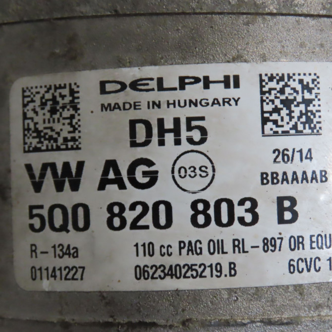 Compresseur air conditionne occasion VOLKSWAGEN POLO V Phase 2 02-2014->... 1.4 TDI 90ch 5Q0820803P 6