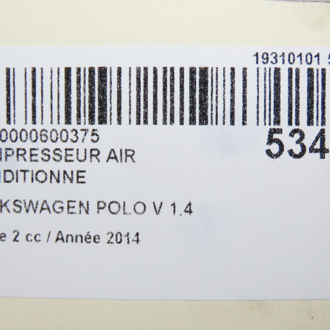 Compresseur air conditionne occasion VOLKSWAGEN POLO V Phase 2 02-2014->... 1.4 TDI 90ch 5Q0820803P 8