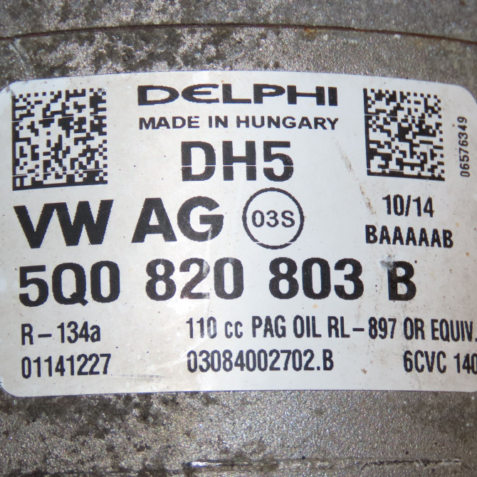 Compresseur air conditionne occasion VOLKSWAGEN POLO V Phase 2 02-2014->... 1.4 TDI 90ch 5Q0820803P 5