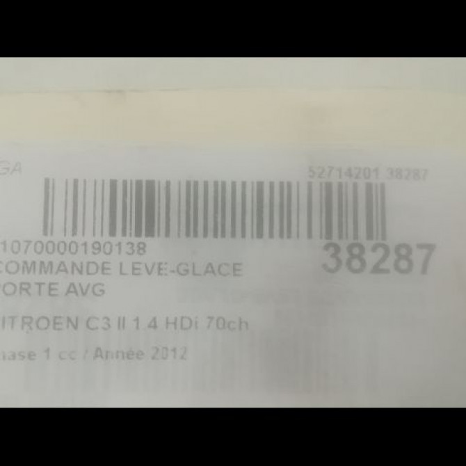 Commande lève-glace porte avant gauche occasion CITROEN C3 II Phase 1 11-2009->02-2013 1.4 HDi 70ch 98012283XT 3