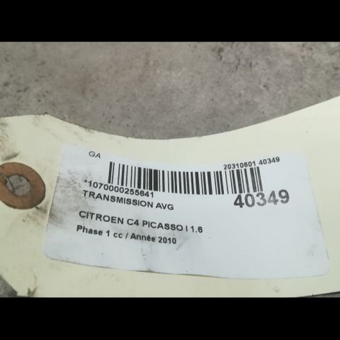 Transmission avant gauche occasion CITROEN C4 PICASSO I Phase 1 01-2007->10-2013 1.6 HDi 16v 110ch 3272ZE 4