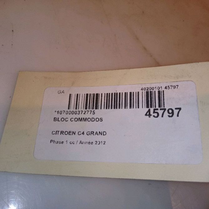Bloc commodos occasion CITROEN C4 GRAND PICASSO I Phase 1 10-2006->09-2013 1.6 HDI 110ch 624348 6