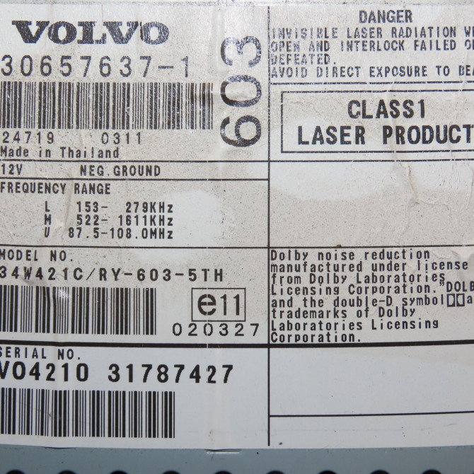 Autoradio occasion VOLVO S60 I Phase 1 09-2000->06-2004 2.4 D 8698839 4