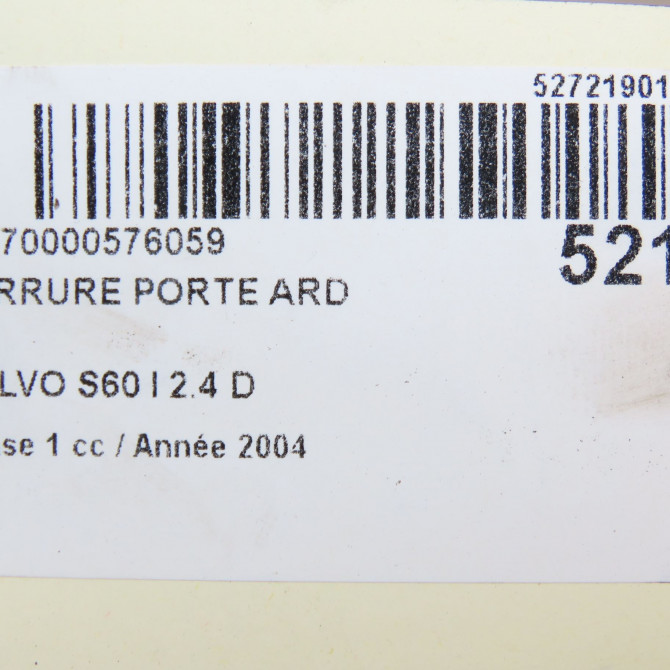 Serrure porte ard occasion VOLVO S60 I Phase 1 09-2000->06-2004 2.4 D 30663050 5