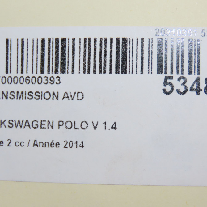 Transmission avant droite occasion VOLKSWAGEN POLO V Phase 2 02-2014->... 1.4 TDI 90ch 6C0407272C 7