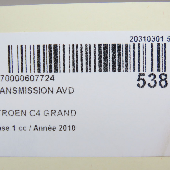 Transmission avant droite occasion CITROEN C4 GRAND PICASSO I Phase 1 10-2006->09-2013 1.6 HDI 110ch 3273VH 6