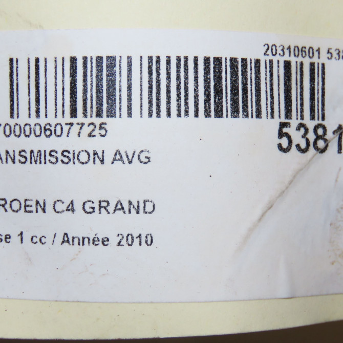 Transmission avant gauche occasion CITROEN C4 GRAND PICASSO I Phase 1 10-2006->09-2013 1.6 HDI 110ch 3272ZE 7