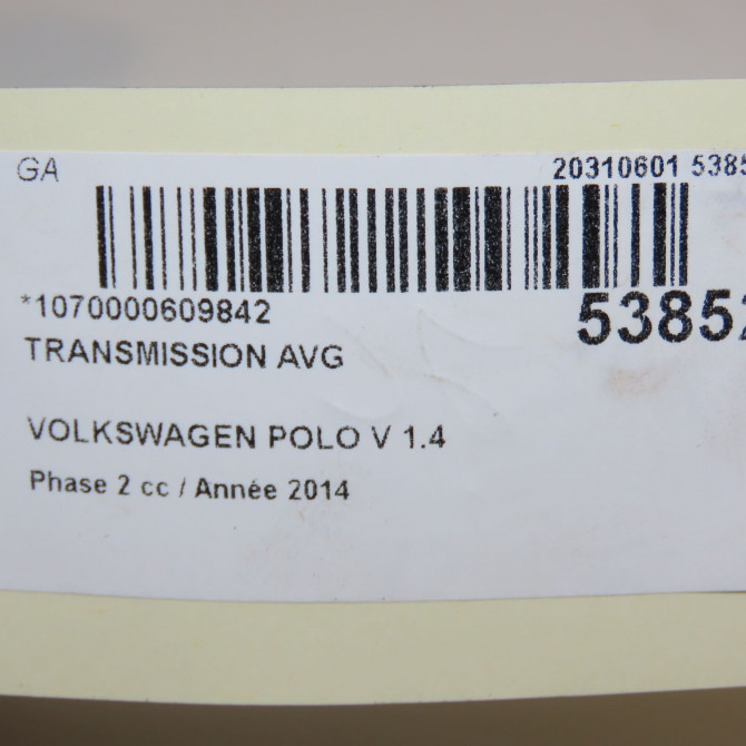 Transmission avant gauche occasion VOLKSWAGEN POLO V Phase 2 02-2014->... 1.4 TDI 90ch 6C0407271E 5