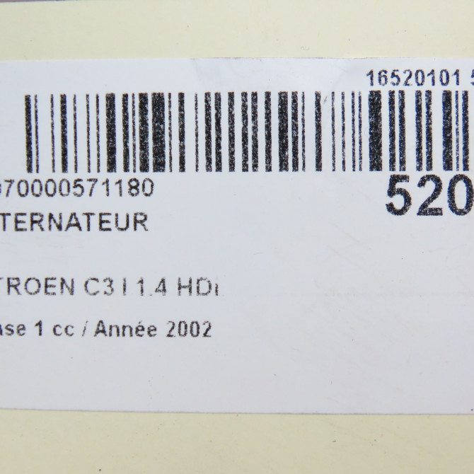 Alternateur occasion CITROEN C3 I Phase 1 04-2002->10-2005 1.4 HDi 5705AC 8