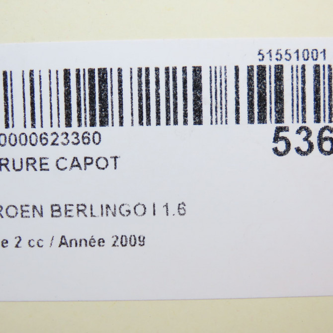 Serrure capot occasion CITROEN BERLINGO I Phase 2 11-2002->10-2010 1.6 HDi 75ch 5
