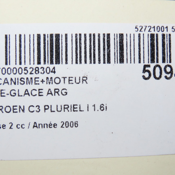 Mecanisme+moteur leve-glace arg occasion CITROEN C3 PLURIEL I Phase 2 03-2008->12-2010 1.6i 109ch 922383 8