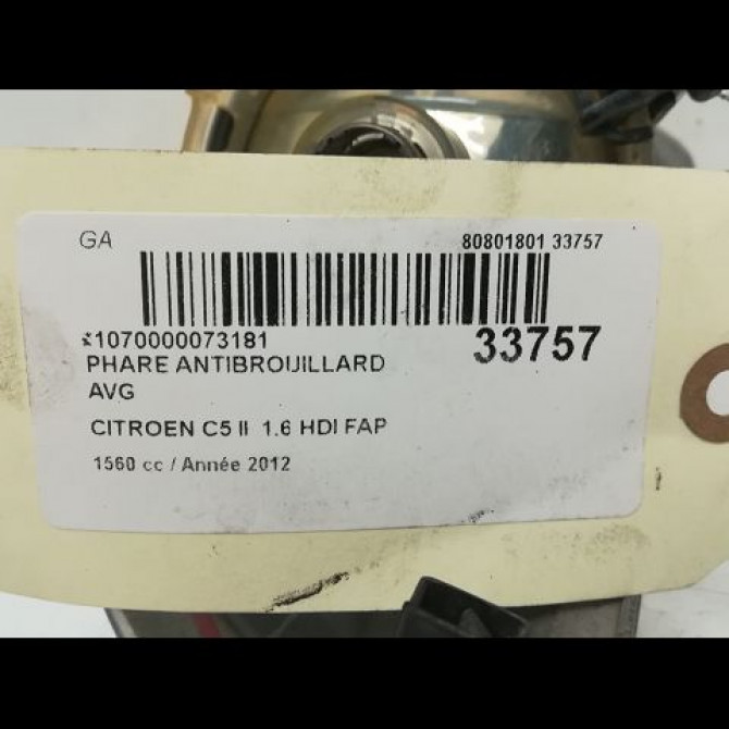 Phare antibrouillard avant gauche occasion CITROEN C5 II Phase 1 04-2008->... 1.6 HDi 110ch 4
