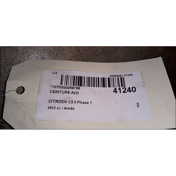 Ceinture avant droite occasion CITROEN C5 II Phase 1 04-2008->... 98029292XX 4