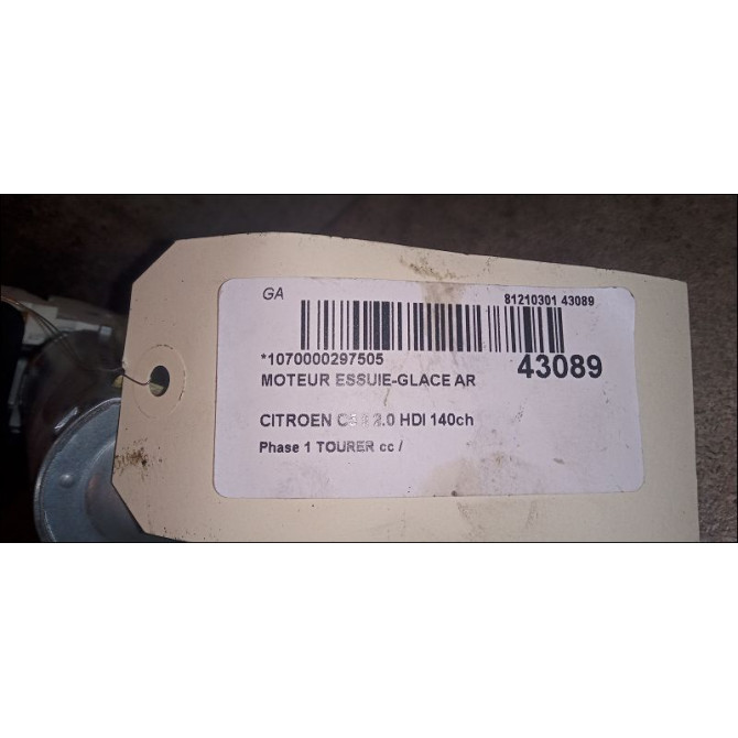 Moteur essuie-glace arrière occasion CITROEN C5 II Phase 1 04-1995->04-1999 2.0 HDI 140ch 6405LF 4