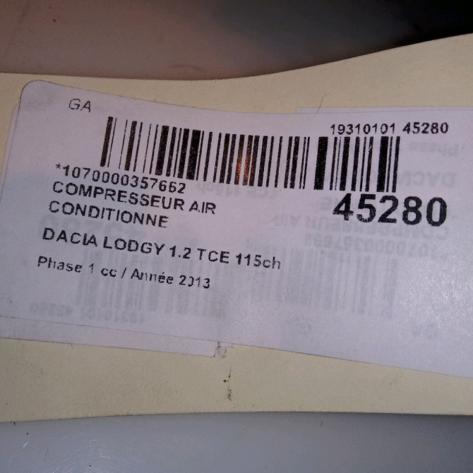 Compresseur air conditionne occasion DACIA LODGY Phase 1 01-2012->... 1.2 TCE 115ch 926008367R 4