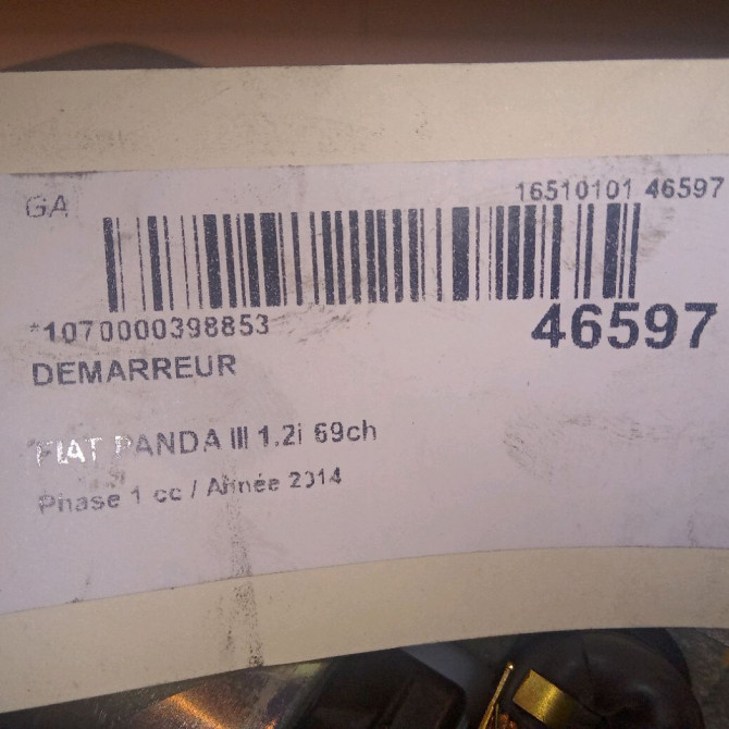 Démarreur occasion FIAT PANDA III Phase 1 01-2012->... 1.2i 69ch 51890631 6