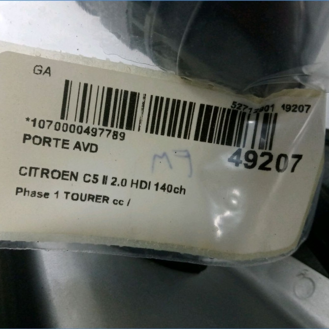 Porte avant droite occasion CITROEN C5 II Phase 1 04-1995->04-1999 2.0 HDI 140ch 9004Z2 5