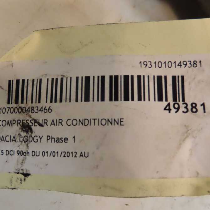 Compresseur air conditionne occasion DACIA LODGY Phase 1 01-2012->... 1.5 DCI 90ch 926009154R 5