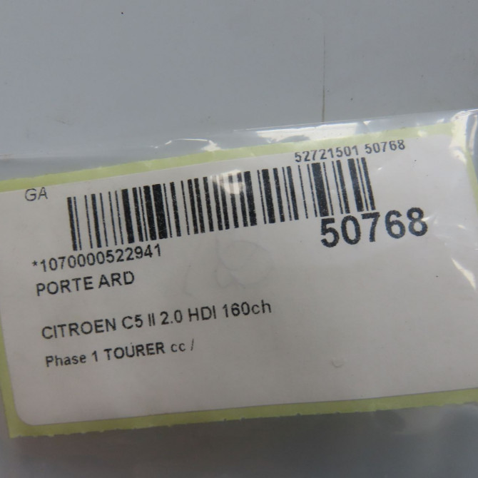 Porte arrière droite occasion CITROEN C5 II Phase 1 04-1995->04-1999 2.0 HDI 160ch 9008R9 5