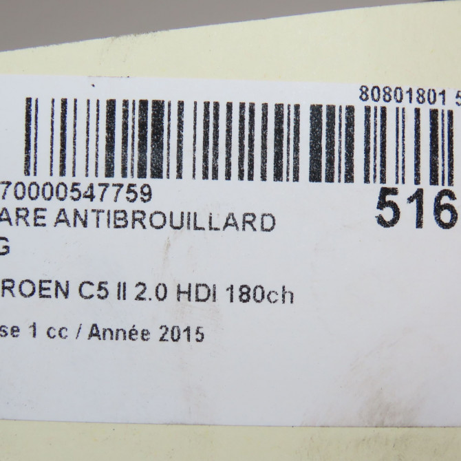 Phare antibrouillard avant gauche occasion CITROEN C5 II Phase 1 04-2008->... 2.0 HDI 180ch 5