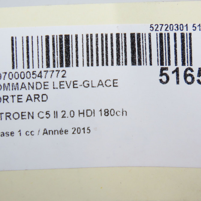 Commande leve-glace porte arrière droite occasion CITROEN C5 II Phase 1 04-2008->... 2.0 HDI 180ch 6490C6 5