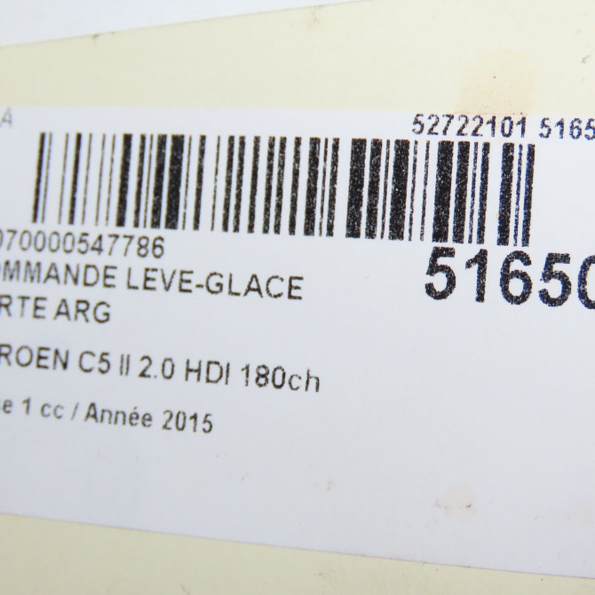 Commande leve-glace porte arrière gauche occasion CITROEN C5 II Phase 1 04-2008->... 2.0 HDI 180ch 6490C6 5