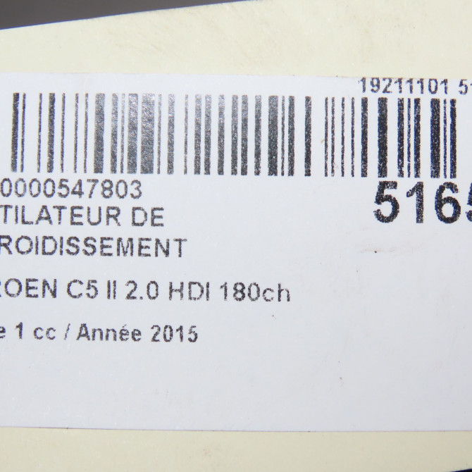 Ventilateur de refroidissement occasion CITROEN C5 II Phase 1 04-2008->... 2.0 HDI 180ch 9804778380 7