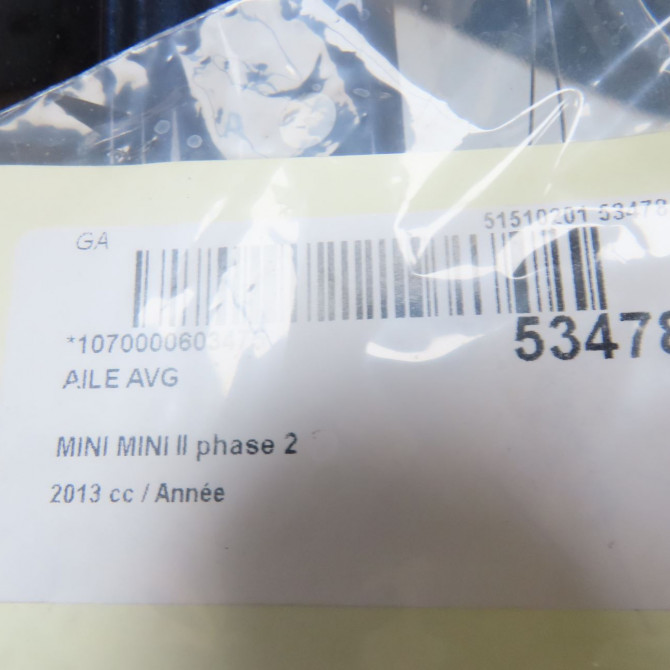 Aile avant gauche occasion MINI MINI II phase 2 08-2010->... 41009805643 4