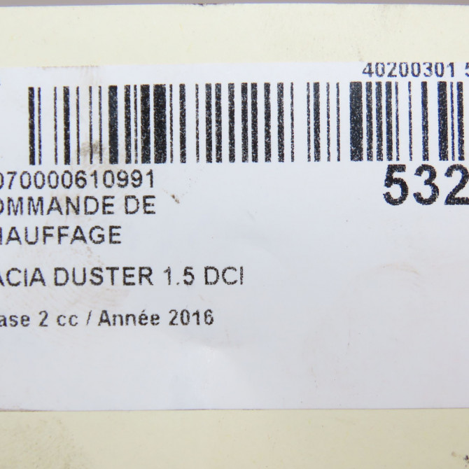 Commande de chauffage occasion DACIA DUSTER Phase 2 09-2013->... 1.5 DCI 110ch 275105810R 6