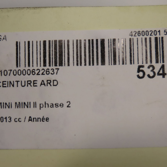 Ceinture arrière droite occasion MINI MINI II phase 2 08-2010->... 52209801313 6